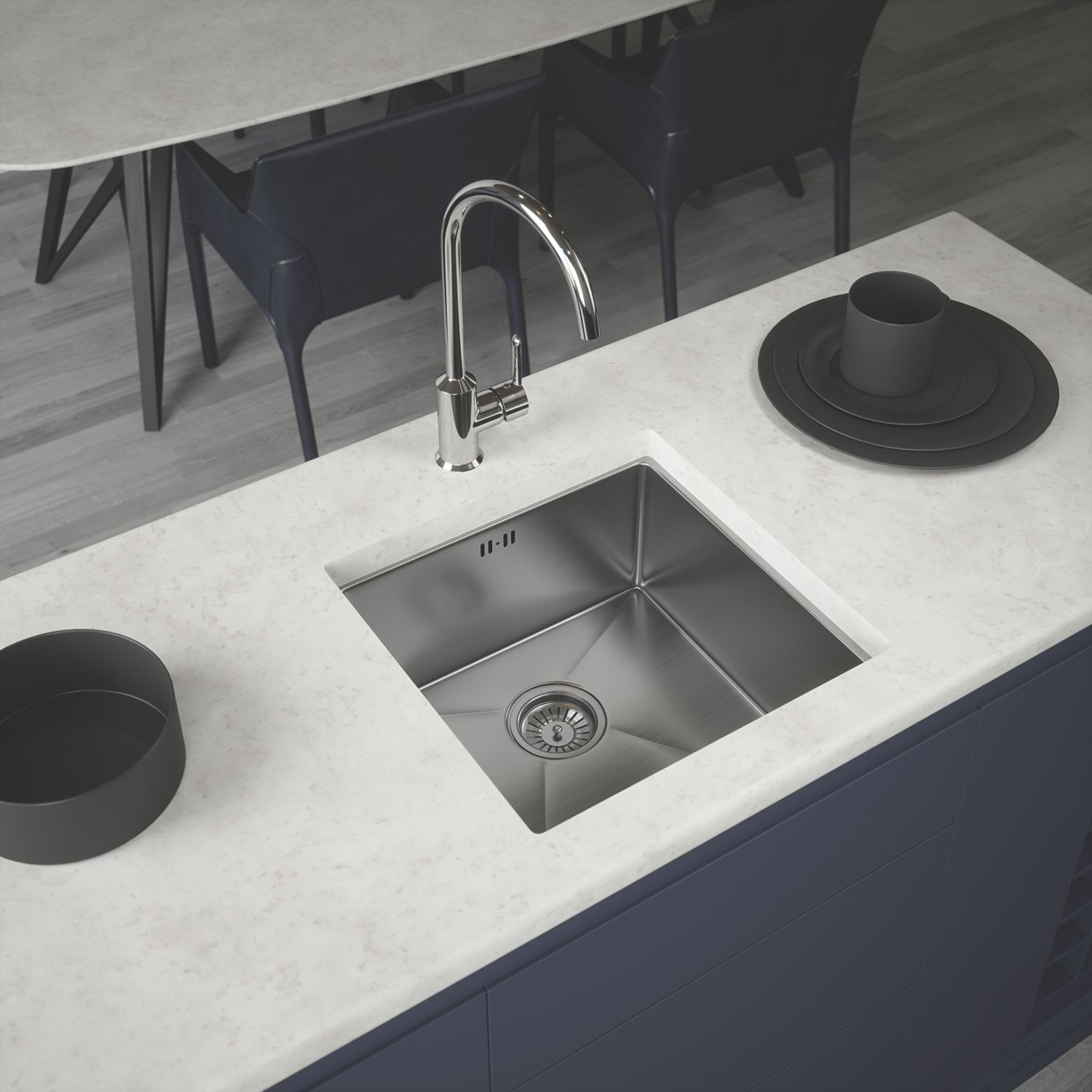 ETAL Elite 1 Bowl Stainless Steel Kitchen Sink 440mm x 440mm (975RG)