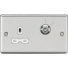Knightsbridge  13A Key Switch 1-Gang DP Switched Socket Brushed Chrome with White Inserts