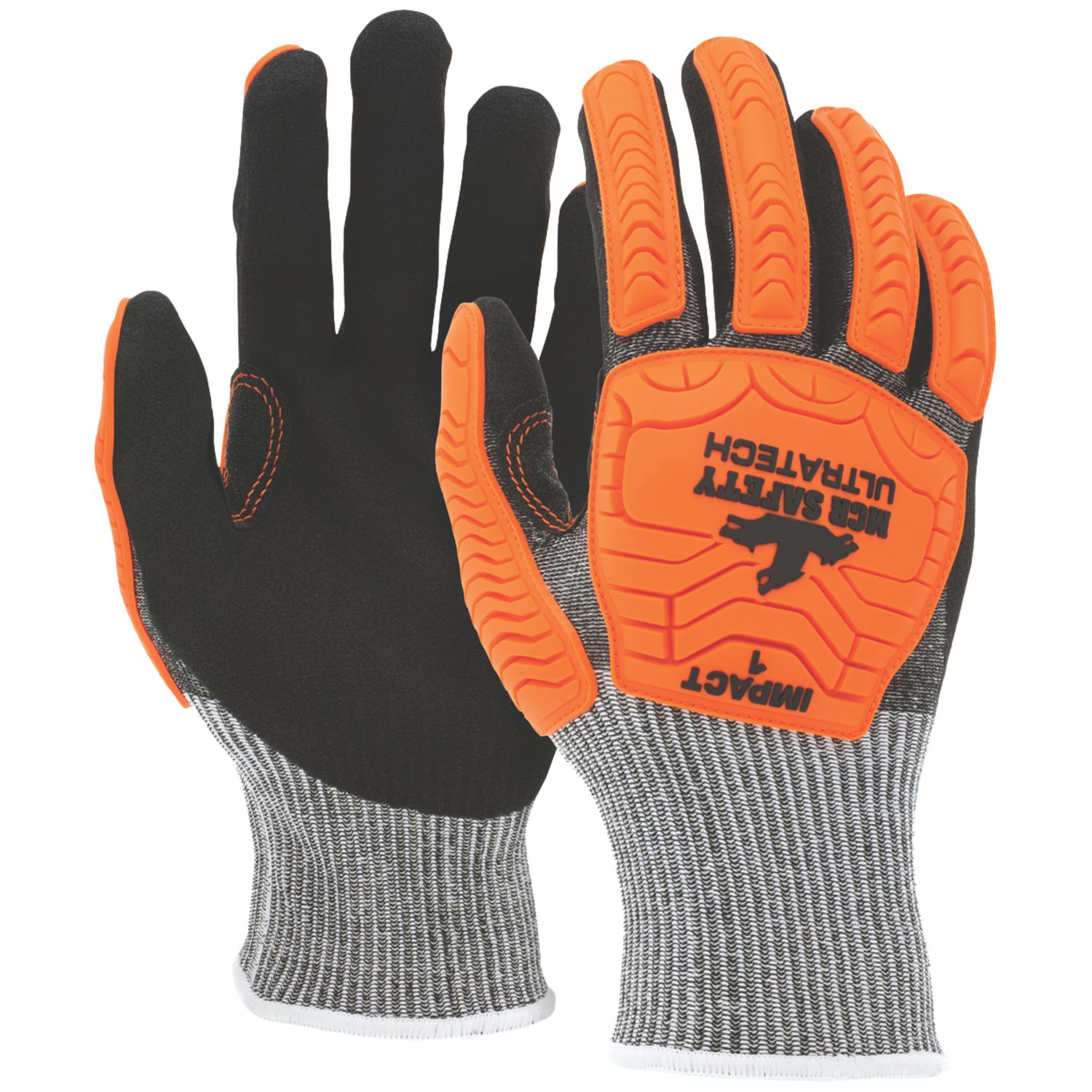 MCR Safety IP1052NS Impact & Cut Protection Gloves Black/Orange X Large (975YM)