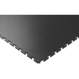 Ecotile Recycled 7mm T-Joint Interlocking Floor Tiles Black 7mm 4 Pack