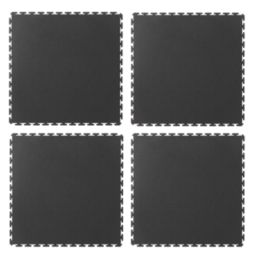 Ecotile Recycled 7mm T-Joint Interlocking Floor Tiles Black 7mm 4 Pack