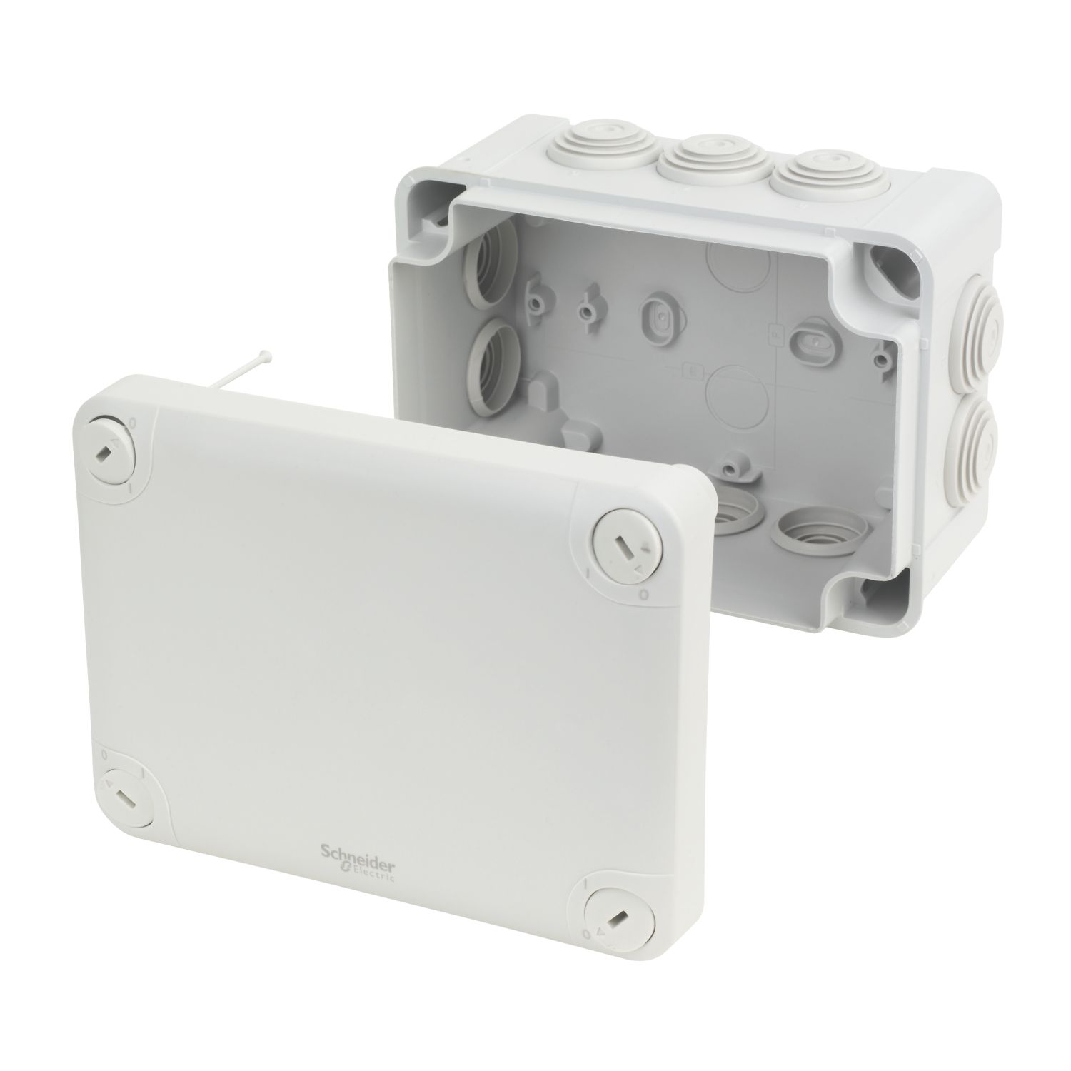 Schneider Electric 10-Entry Rectangular Junction Box with Knockouts 172mm x 129mm x 87mm (97645)