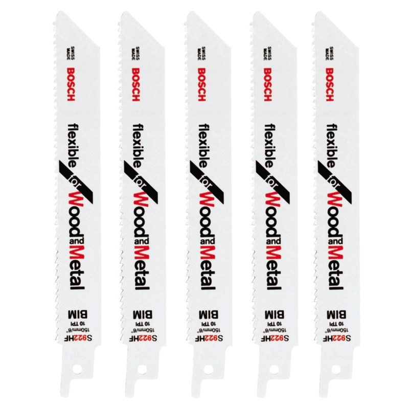 Bosch S922HF Multi-Material Reciprocating Saw Blades 150mm 5 Pack