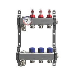 Warmup 3 Port S3 Underfloor Heating Manifold Stainless Steel