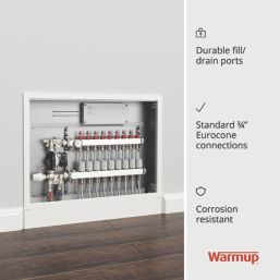 Warmup 3 Port S3 Underfloor Heating Manifold Stainless Steel