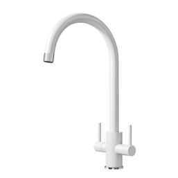 ETAL Sorrento Twin Lever Kitchen Mixer Tap Matt White