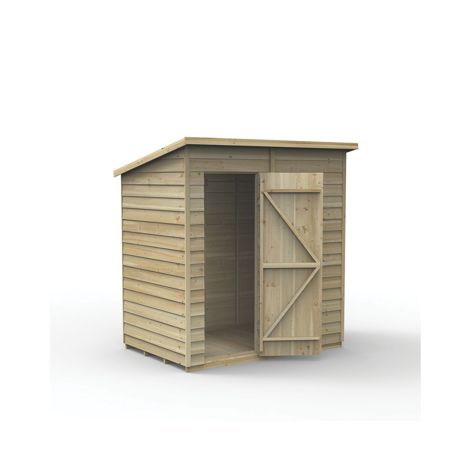 Forest 4Life 6' x 4' (Nominal) Pent Overlap Timber Shed with Assembly (976FL)