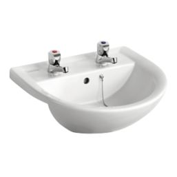Armitage Shanks Sandringham 21 Semi-Recessed Countertop Washbasin 2 Tap Holes 500mm