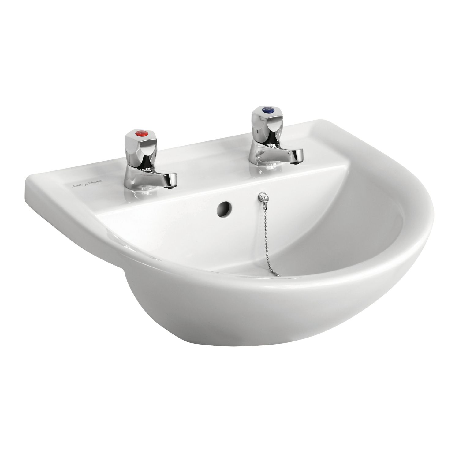 Armitage Shanks Sandringham 21 Semi-Recessed Countertop Washbasin 2 Tap Holes 500mm (976JY)