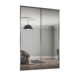 Spacepro Classic 2-Door Sliding Wardrobe Door Kit Graphite Frame Mirror Panel 1489mm x 2260mm