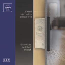 LAP  13A 1-Gang SP Switched Socket + 3A 18W 2-Outlet Type A & C USB Charger Matt Black with Colour-Matched Inserts