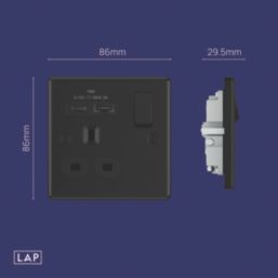 LAP  13A 1-Gang SP Switched Socket + 3A 18W 2-Outlet Type A & C USB Charger Matt Black with Colour-Matched Inserts