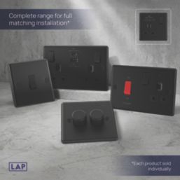 LAP  13A 1-Gang SP Switched Socket + 3A 18W 2-Outlet Type A & C USB Charger Matt Black with Colour-Matched Inserts