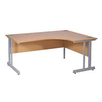 Nautilus Designs Aspire Right-Hand Corner Ergonomic Desk Oak /Silver  1600 x 730mm