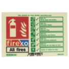 Firexo  Photoluminescent Luminescent All Fires Extinguisher Sign 100mm x 150mm