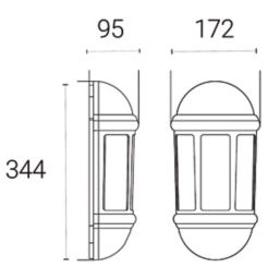 4lite  Outdoor IP65 Half Wall Lantern Black