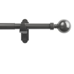 Rothley Polished Gunmetal Extendable Curtain Pole w/ Orb Finials 28mm x 125-216cm