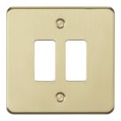 Knightsbridge  2-Module Grid Faceplate Brushed Brass