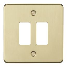 Knightsbridge  2-Module Grid Faceplate Brushed Brass