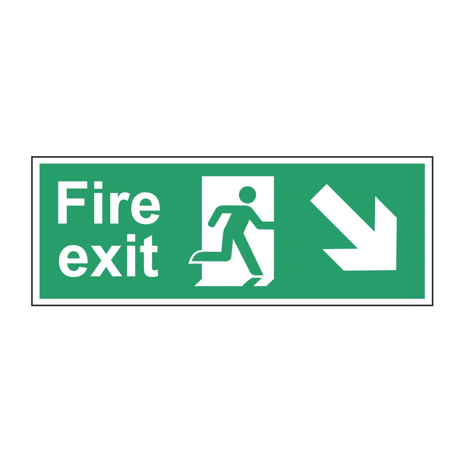 Essentials Non Photoluminescent "Fire Exit Man Down Right Arrow" Sign 150mm x 400mm (977FG)