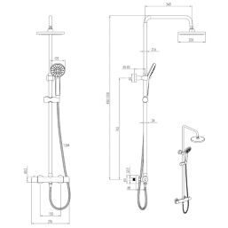 Gainsborough Round Dual Outlet HP Rear-Fed Exposed Chrome Thermostatic Cool Touch Mixer Shower