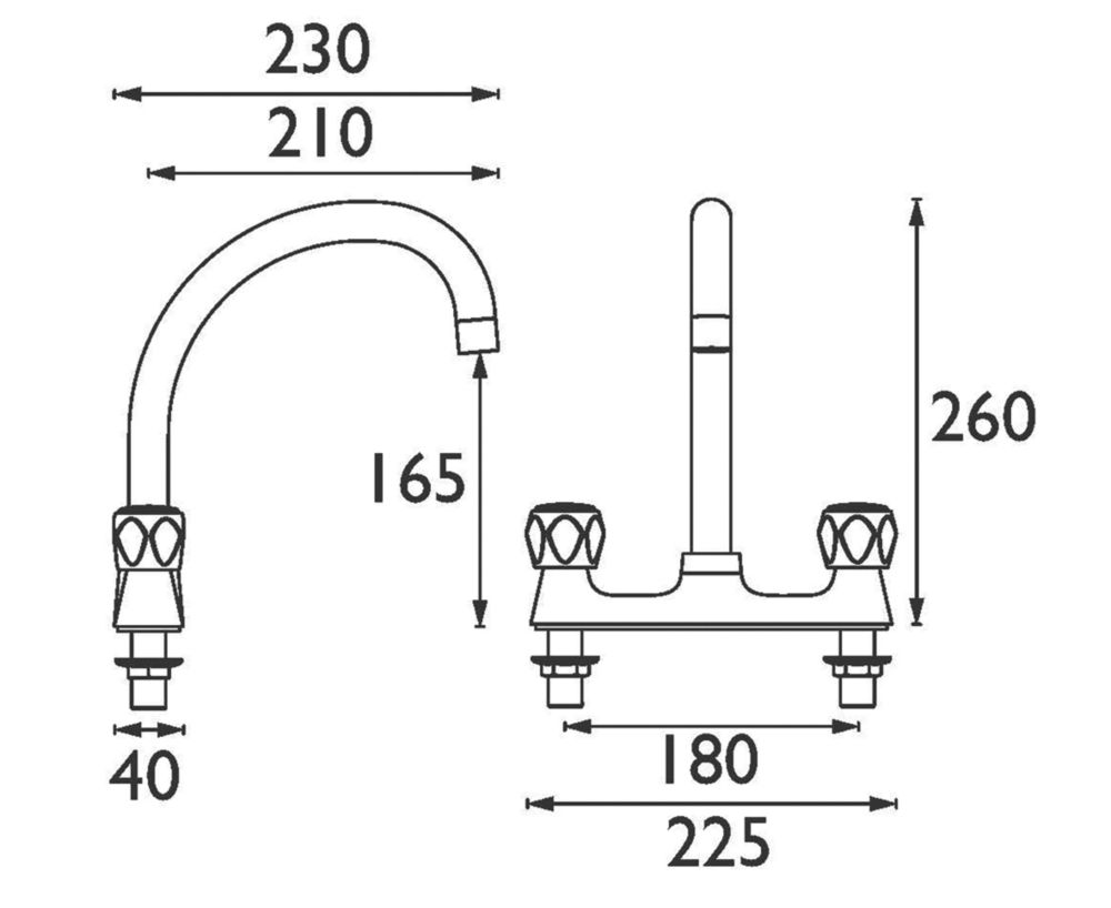 Bristan VAX2 DSM C VALUE Spültischmischer – Deck & Bridge Design, Verchromt, Mit Metallgriffen