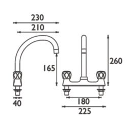 Bristan VAC2 DSM C MT Club Deck Mounted Sink Mixer Chrome