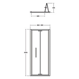 Ideal Standard I.life Semi-Framed Square In-Fold Shower Door Silver 900mm x 2005mm