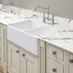 Wilsonart Matt Grey & White Marble Effect Compact Laminate Upstand 3000mm x 100mm x 12mm