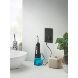 Knightsbridge  2-Gang Single Voltage Shaver Socket+ 2.4A 12W 2-Outlet Type A & C USB Charger 230V Anthracite with Black Inserts