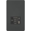 Knightsbridge  2-Gang Single Voltage Shaver Socket+ 2.4A 12W 2-Outlet Type A & C USB Charger 230V Anthracite with Black Inserts