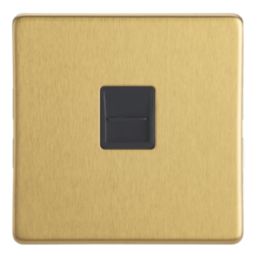 Contactum Lyric 1-Gang Slave Telephone Socket Brushed Brass with Black Inserts