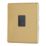 Contactum Lyric 1-Gang Slave Telephone Socket Brushed Brass with Black Inserts