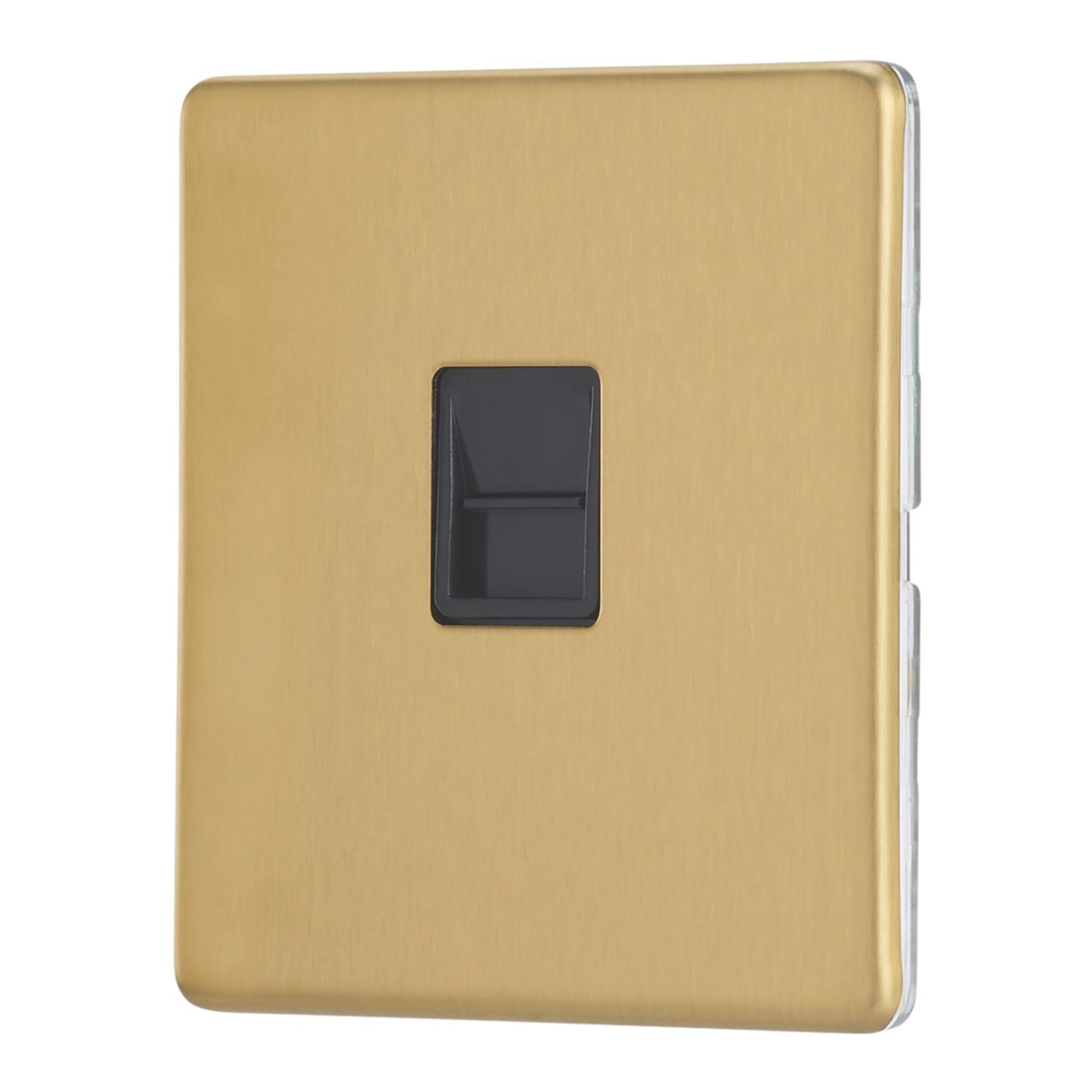 Contactum Lyric 1-Gang Slave Telephone Socket Brushed Brass with Black Inserts (977RK)