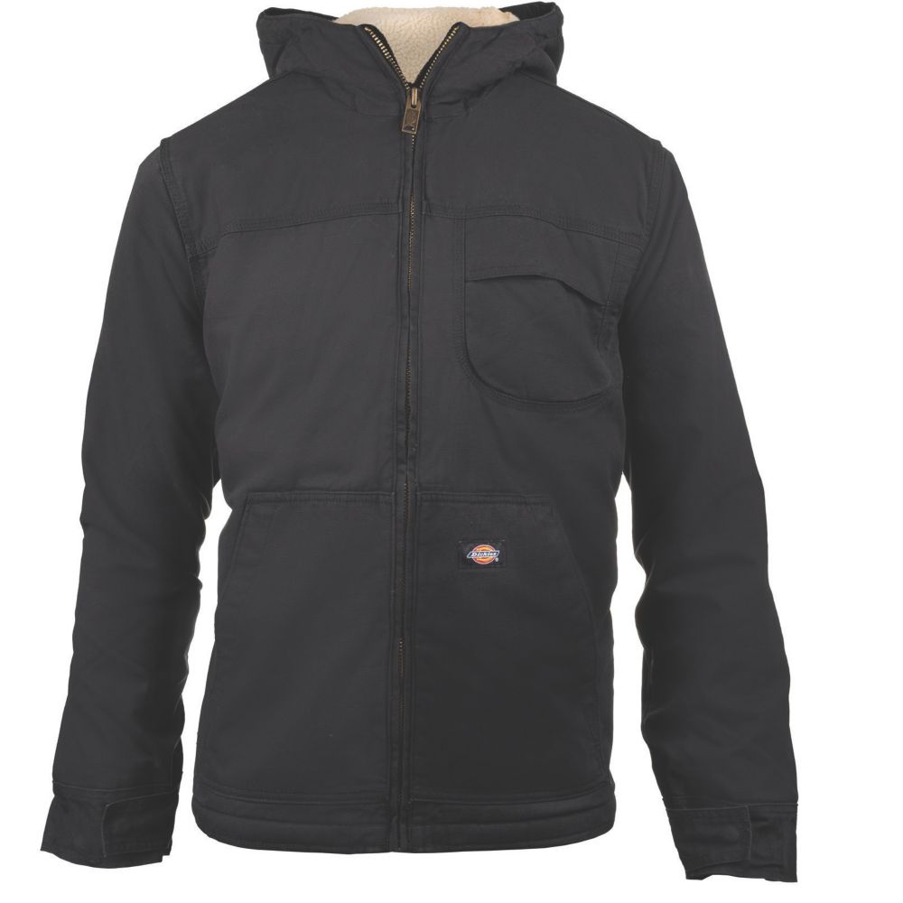 Dickies Sherpa Lined Duck Jacket Rinsed Black X Large 46-48