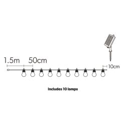 4lite Antheia 6.1m Outdoor LED Solar-Powered Festoon Lights 26lm