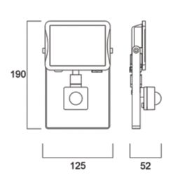 Sylvania SylFlood Outdoor LED Floodlight With PIR Sensor Black 10.5W 1000lm