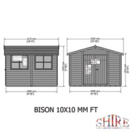 Shire Bison 10' x 10' (Nominal) Apex Tongue & Groove Timber Workshop