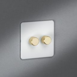 Knightsbridge SF2192MWB 2-Gang 2-Way LED Dimmer  Matt White