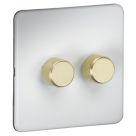 Knightsbridge SF2192MWB 2-Gang 2-Way LED Dimmer  Matt White
