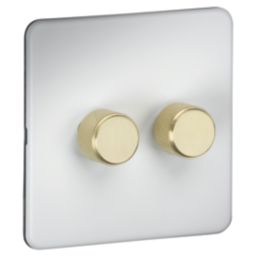 Knightsbridge SF2192MWB 2-Gang 2-Way LED Dimmer  Matt White