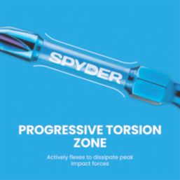 Spyder Mach-Blue 1/4" 50mm Hex Shank PZ2 Impact Driver Bits
 2 Pack