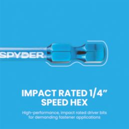 Spyder Mach-Blue 1/4" 50mm Hex Shank PZ2 Impact Driver Bits
 2 Pack