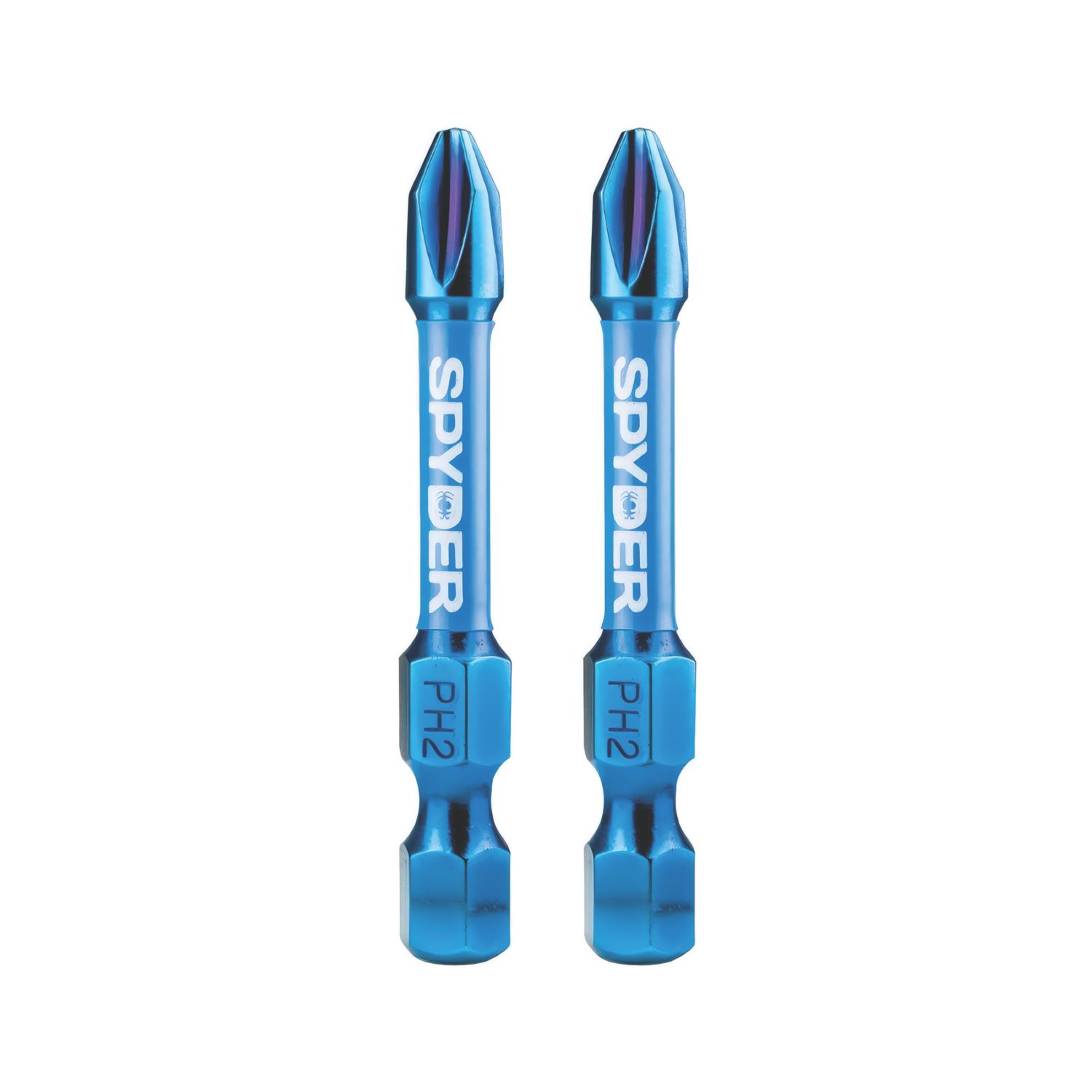 Spyder Mach-Blue 1/4" 50mm Hex Shank PH2 Impact Driver Bits 2 Pack (978CX)