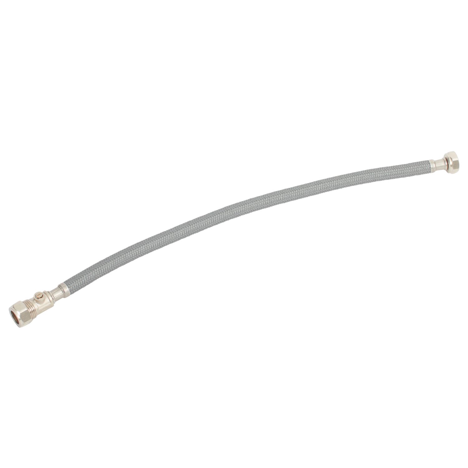 Flomasta Straight Flexible Compression Hose with Isolating Valve 15mm x 1/2" x 500mm (978FA)