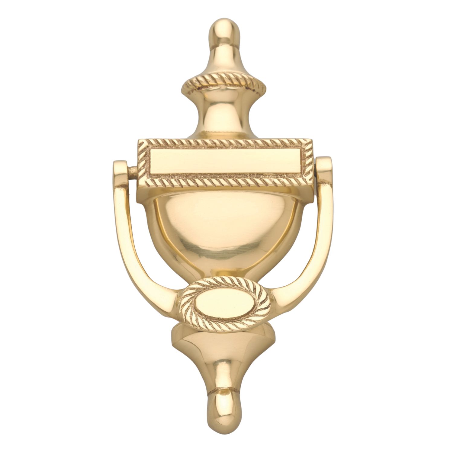 Hardware Solutions Georgian Roped Door Knocker Polished Brass 127mm x 196mm (978KK)