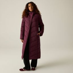 Regatta Eloria Womens Hooded Long Quilted Coat Fig - 909 Size 18