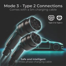 Masterplug 32A 22kW 3-Phase Mode 3 Type 2 Plug EV Charging Cable 5m
