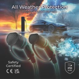 Masterplug 32A 22kW 3-Phase Mode 3 Type 2 Plug EV Charging Cable 5m