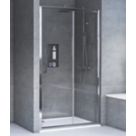 Aqualux Edge 6 Semi-Frameless Rectangular Shower Door & Tray  Polished Silver 1200mm x 760mm x 1935mm